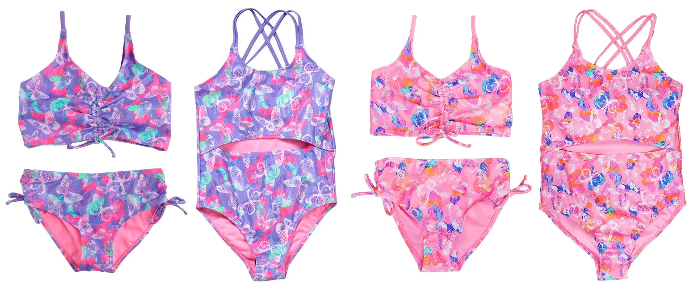 GX-ALTBU - Wholesale Little Girl's Butterfly Print One-Piece & Two-Piece Swimsuits