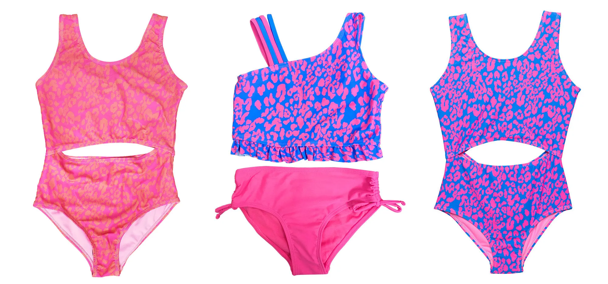 GX-ALTCH - Wholesale Little Girl's Cheetah Print One-Piece & Two-Piece Swimsuits