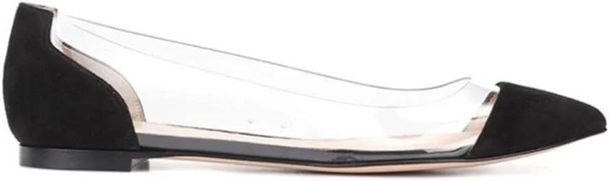 Happyyami Women Pointed Toe Flats Transparent Flat Shoes Summer Shoes 1 Pair