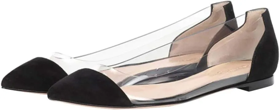 Happyyami Women Pointed Toe Flats Transparent Flat Shoes Summer Shoes 1 Pair