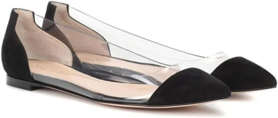 Happyyami Women Pointed Toe Flats Transparent Flat Shoes Summer Shoes 1 Pair