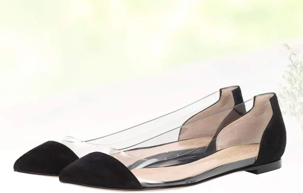 Happyyami Women Pointed Toe Flats Transparent Flat Shoes Summer Shoes 1 Pair