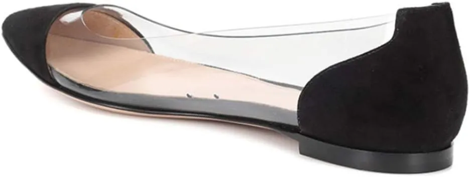Happyyami Women Pointed Toe Flats Transparent Flat Shoes Summer Shoes 1 Pair