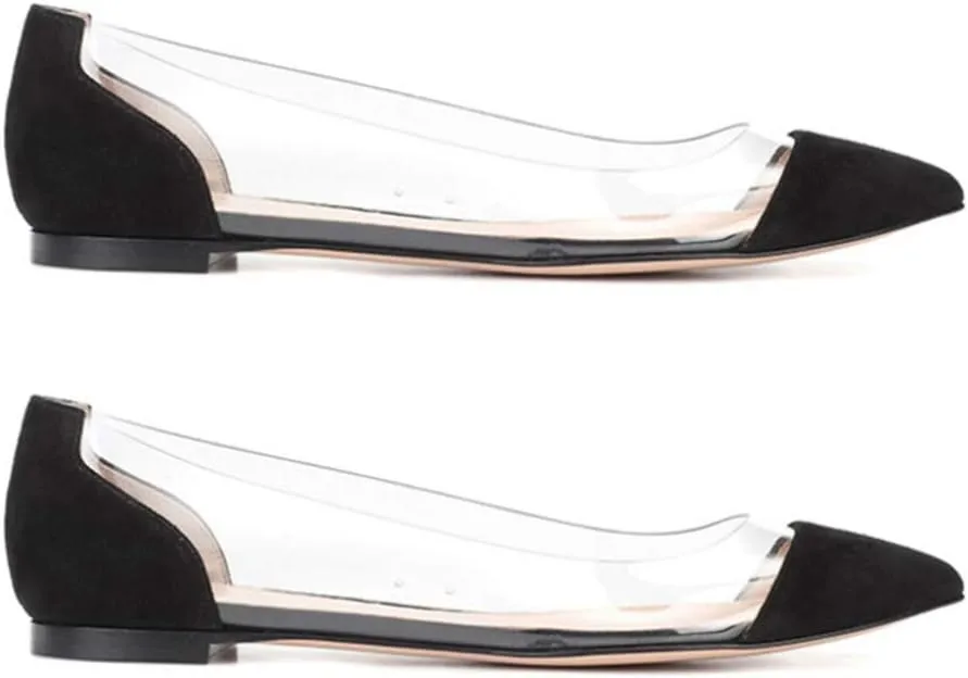 Happyyami Women Pointed Toe Flats Transparent Flat Shoes Summer Shoes 1 Pair