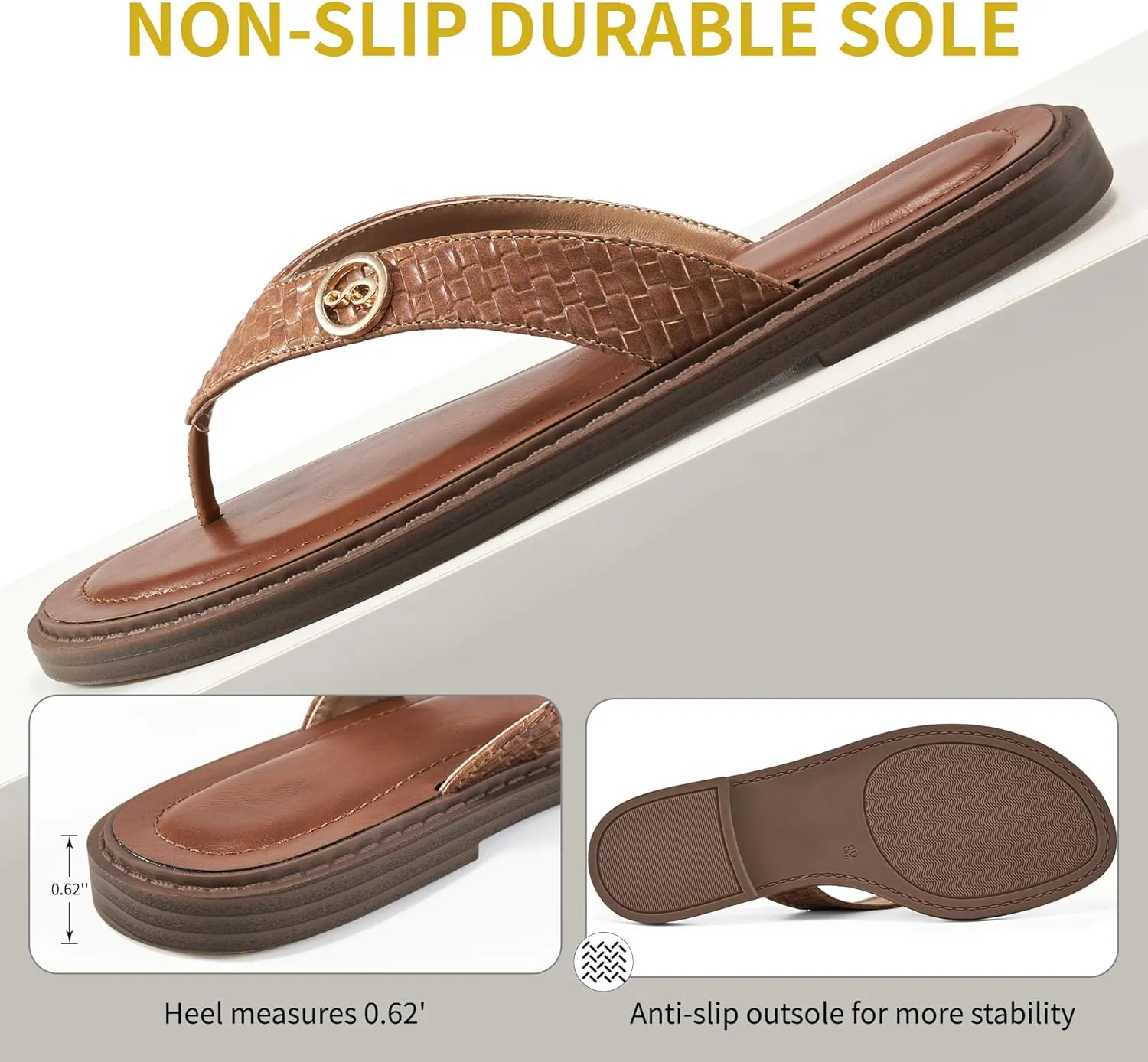 HARENCE Flip Flops for Women Comfortable Thong Sandals Dressy Summer Casual Slip on Beach Flats Shoes