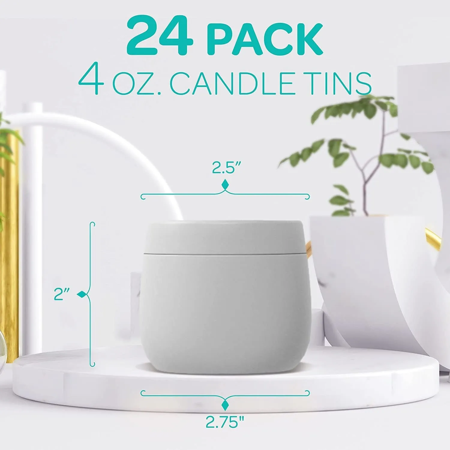 Hearts & Crafts White Candle Tins 8 oz with Lids | 24-Pack of Bulk Candle Jars for Making Candles Crafts, Storage, Gifts, and More