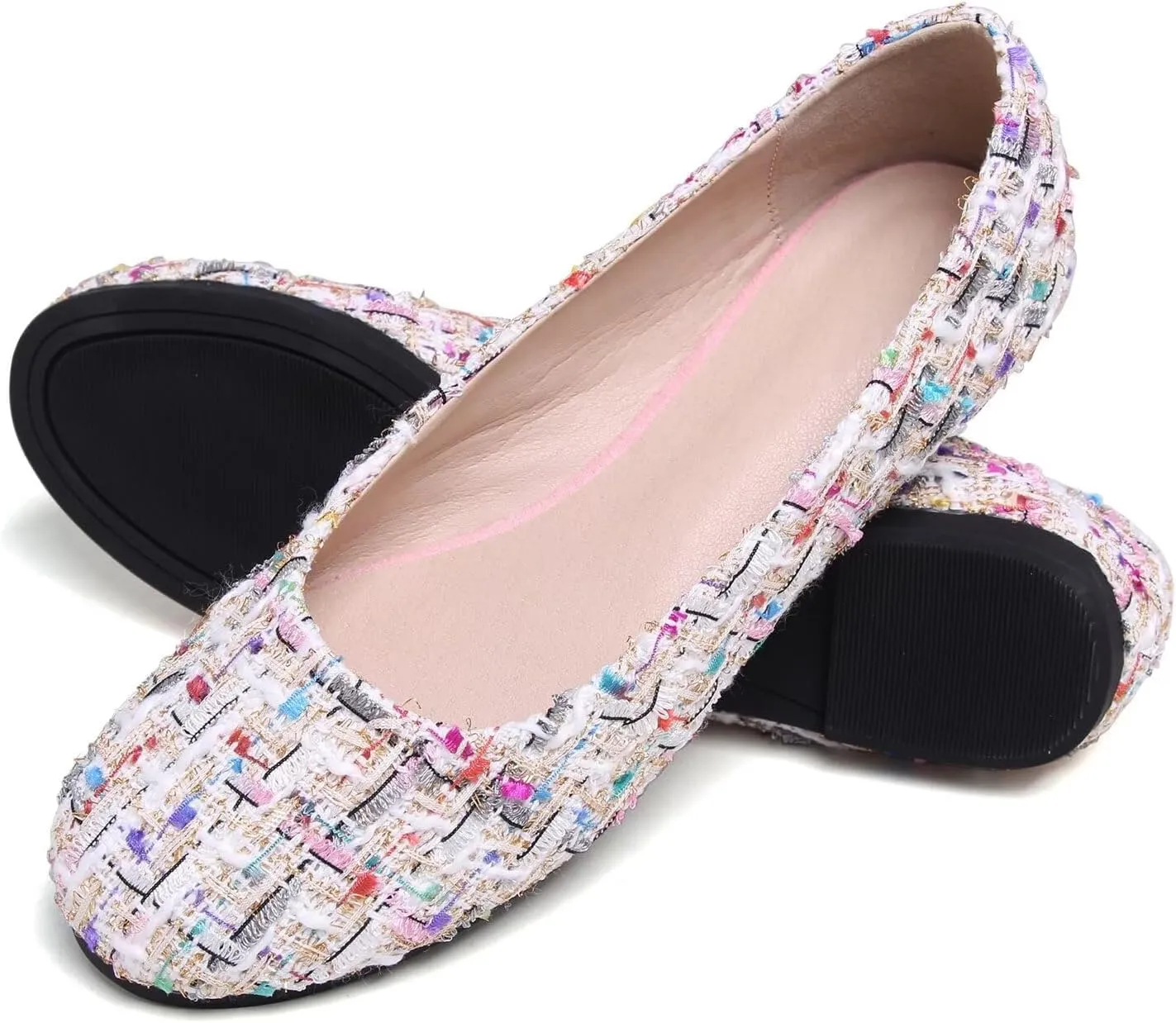 Hee grand Women Cute Slip-On Ballet Shoes Soft Solid Classic Round Toe Flats Comfort Lightweight Loafers Suede Dress Shoes