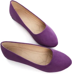 Hee grand Women Cute Slip-On Ballet Shoes Soft Solid Classic Round Toe Flats Comfort Lightweight Loafers Suede Dress Shoes
