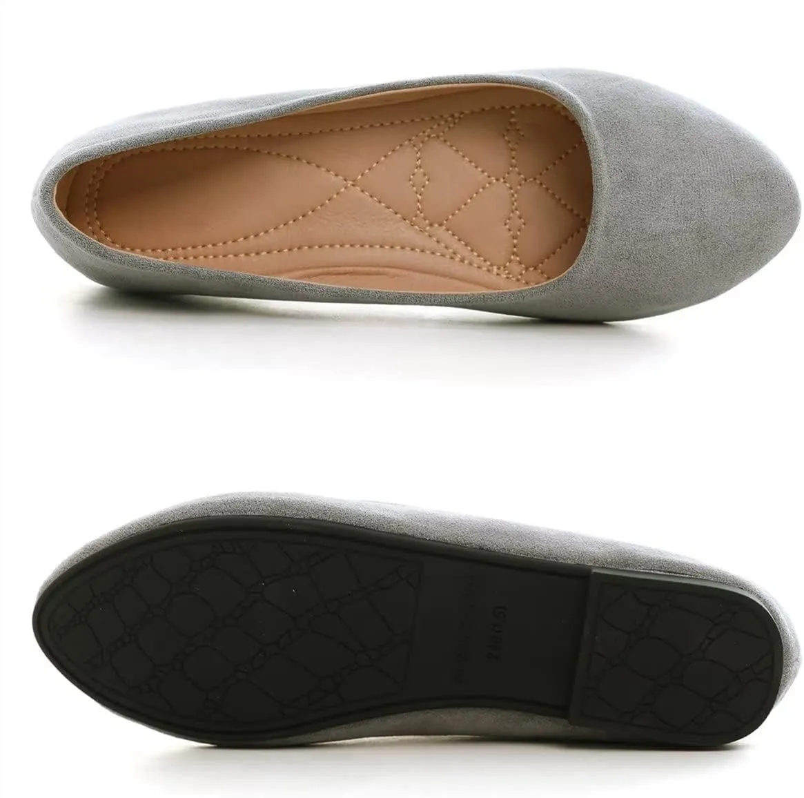 Hee grand Women Cute Slip-On Ballet Shoes Soft Solid Classic Round Toe Flats Comfort Lightweight Loafers Suede Dress Shoes