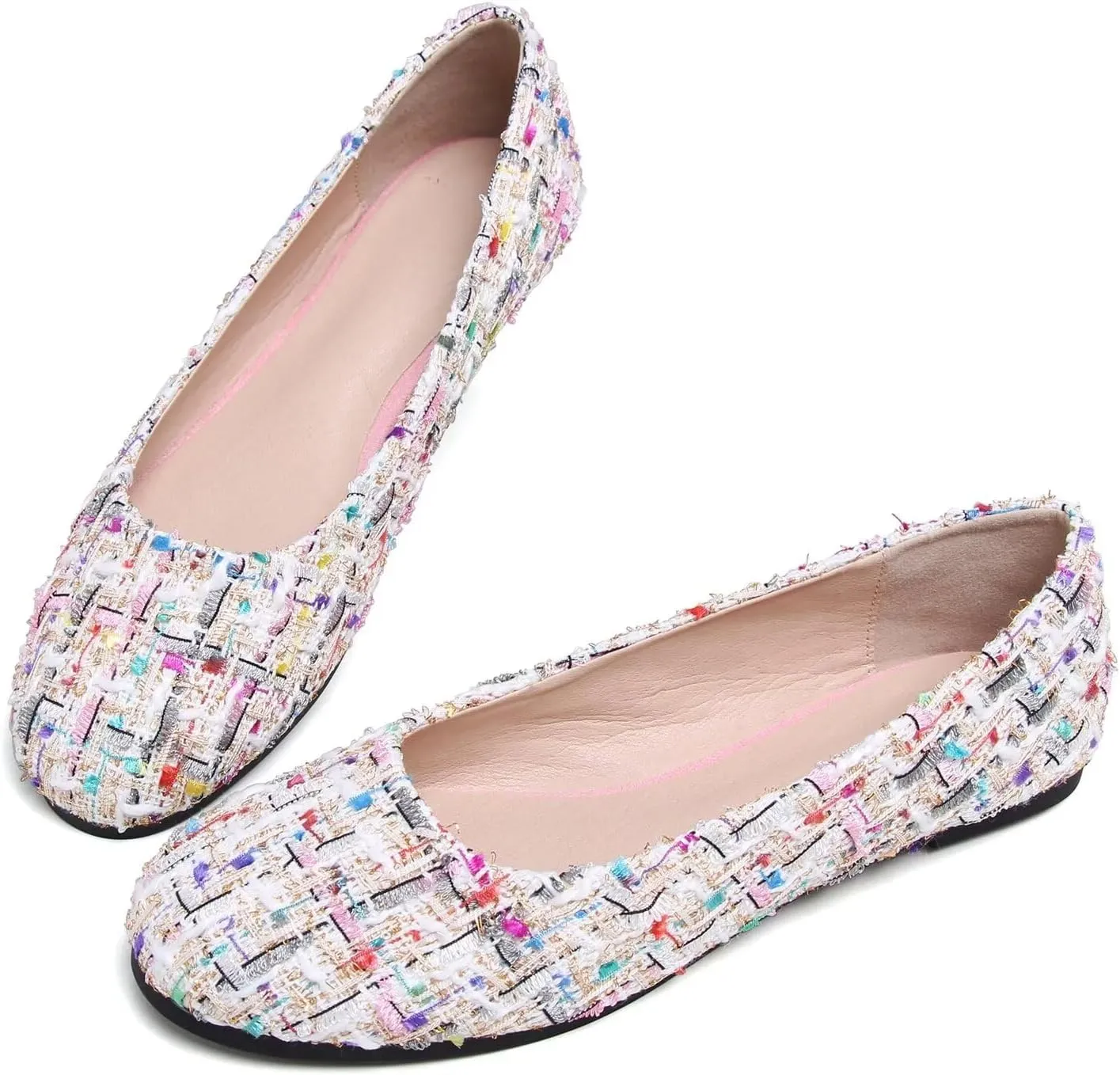 Hee grand Women Cute Slip-On Ballet Shoes Soft Solid Classic Round Toe Flats Comfort Lightweight Loafers Suede Dress Shoes