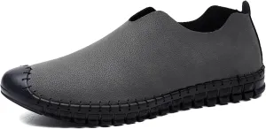 HOOENG Smoking Loafer Driving Moccasins for Men Round Toe Breathable Lightweight Loafer Shoes Vegan Leather Anti-Slip Flat Heel Lightweight Casual Slip On