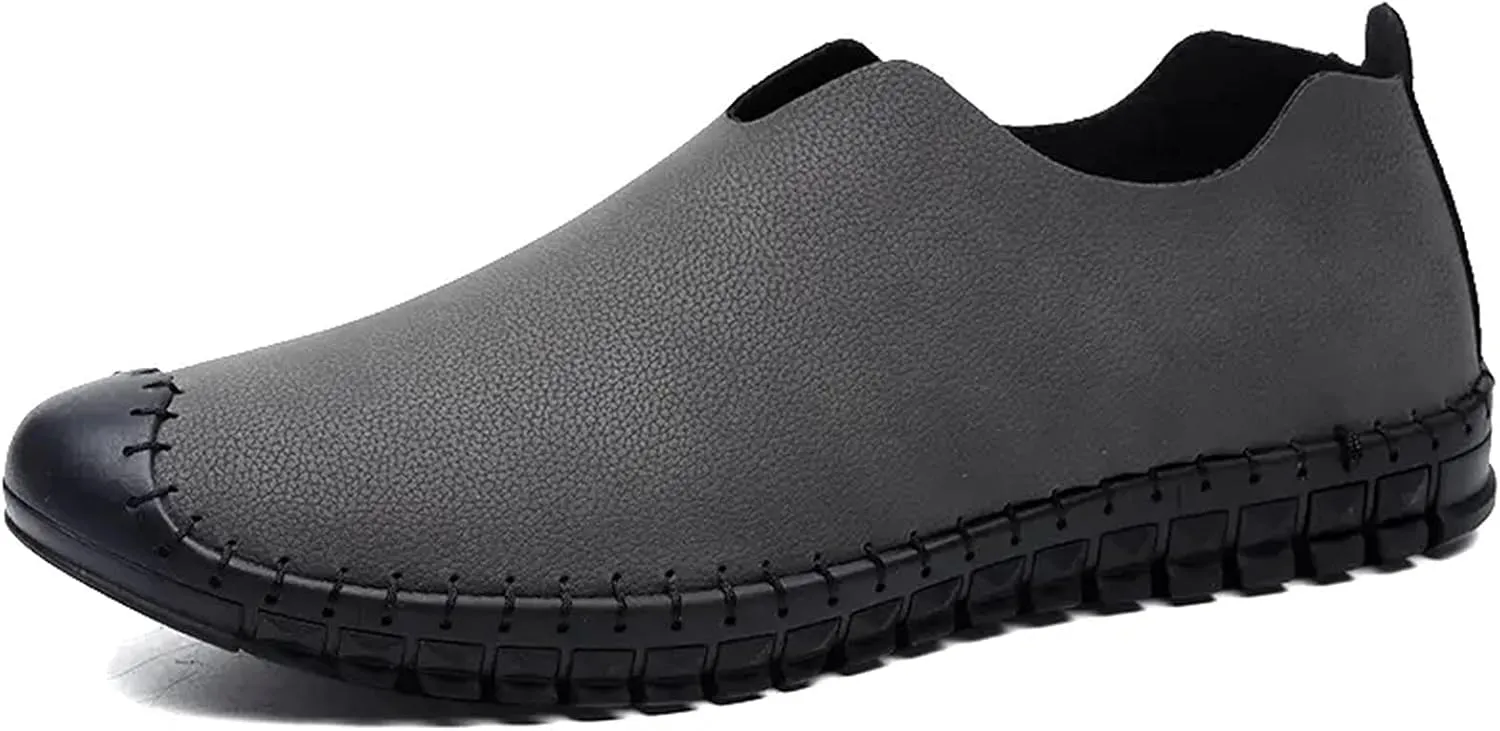 HOOENG Smoking Loafer Driving Moccasins for Men Round Toe Breathable Lightweight Loafer Shoes Vegan Leather Anti-Slip Flat Heel Lightweight Casual Slip On