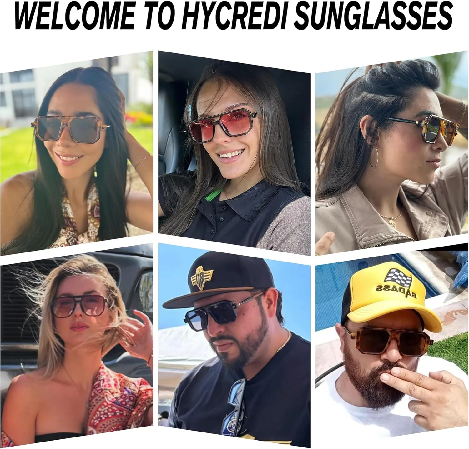 Hycredi Vintage 70s Flat Aviator Sunglasses Women Men Trendy Square Shades Retro Stylish UV400 Sun Glasses