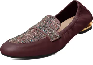Joseywade Women's Ballet Flat Shoes Round Toe Slip On Rhinstone Walking Flats Cute Casual Low Comfort Soft Dress Shoes