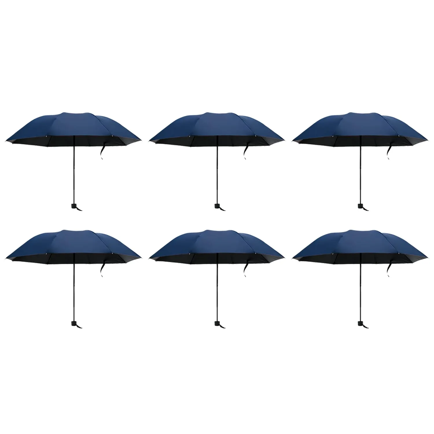Kuber Industries Pack of 6 Umbrella for Men and Women | 3 Fold Auto Open Windproof Umbrellas for Rain | Compact Travel Umbrella For Women | Umbrella For Sun Protection | Blue