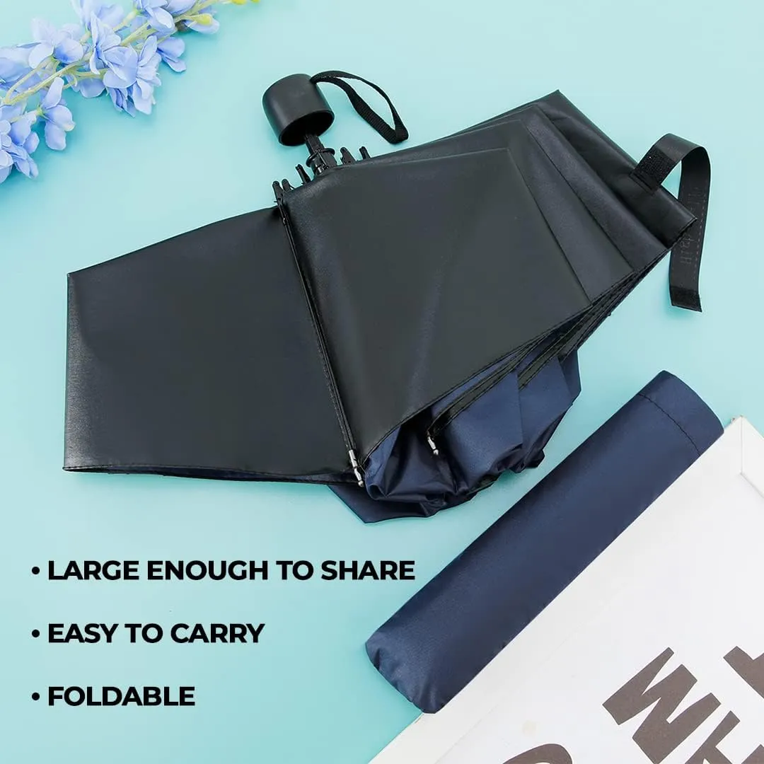 Kuber Industries Pack of 6 Umbrella for Men and Women | 3 Fold Auto Open Windproof Umbrellas for Rain | Compact Travel Umbrella For Women | Umbrella For Sun Protection | Blue