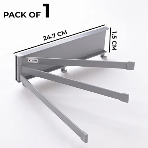 Kuber Industries Towel Holder and Non-Woven Foldable Shirt Stacker | 3 Rods 180 Degree Rotation Bar DIY Installation Holder(Grey) | Shirt Organizer Size 40 x 25 x 24 cm, Pack of 2 (Grey and Blue)