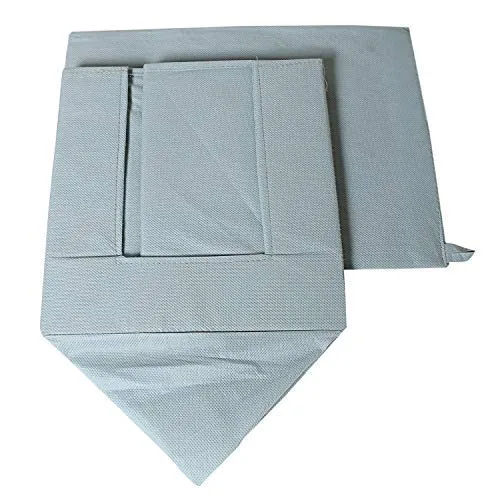 Kuber Industries Towel Holder and Non-Woven Foldable Shirt Stacker | 3 Rods 180 Degree Rotation Bar DIY Installation Holder(Grey) | Shirt Organizer Size 40 x 25 x 24 cm, Pack of 2 (Grey and Blue)