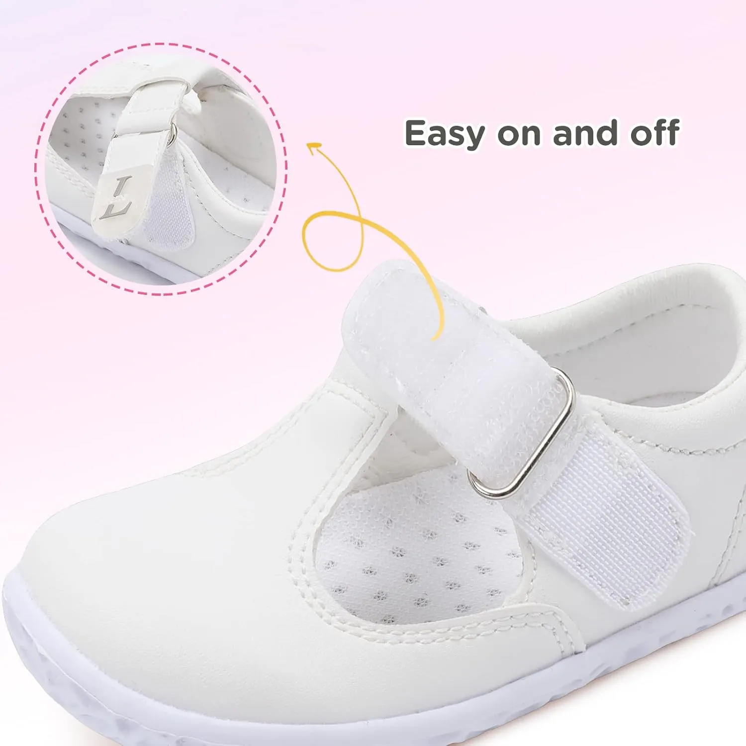 L-RUN Toddler Girls Dress Shoes Lightweight Mary Jane Shoes for Girls Anti-Slip School Shoes for Toddler Girls