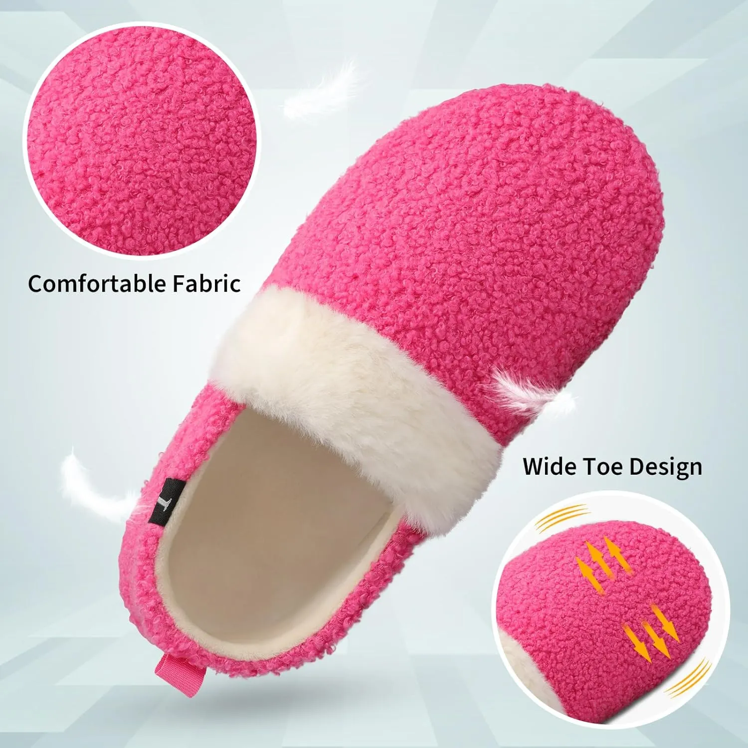 L-RUN Womens Mens Slippers Soft Curly Lightweight House Shoes Cozy Slippers with Fleece Lining for Indoor and Outdoor