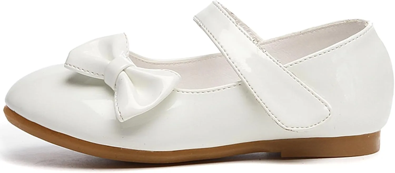 Little Flower Girls Gift Shoes Bow Dress Mary Jane Ballet Flats(Toddler/Little/Big Kid)