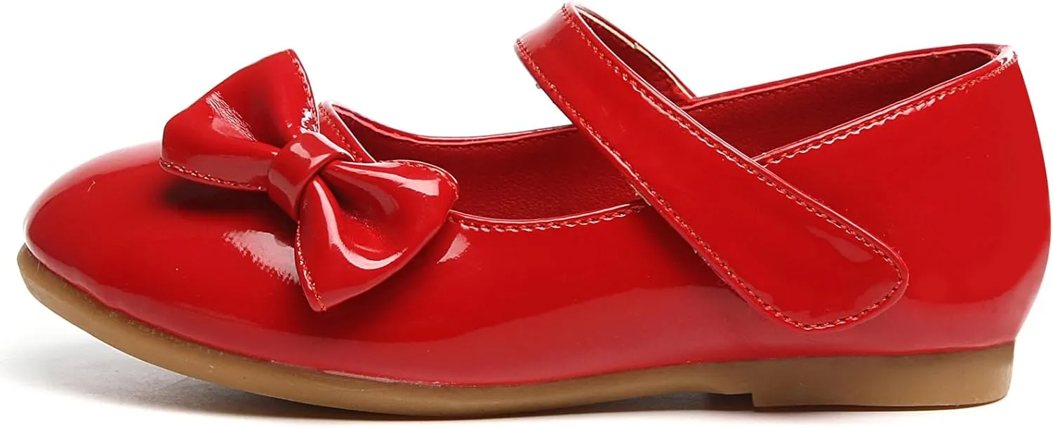 Little Flower Girls Gift Shoes Bow Dress Mary Jane Ballet Flats(Toddler/Little/Big Kid)