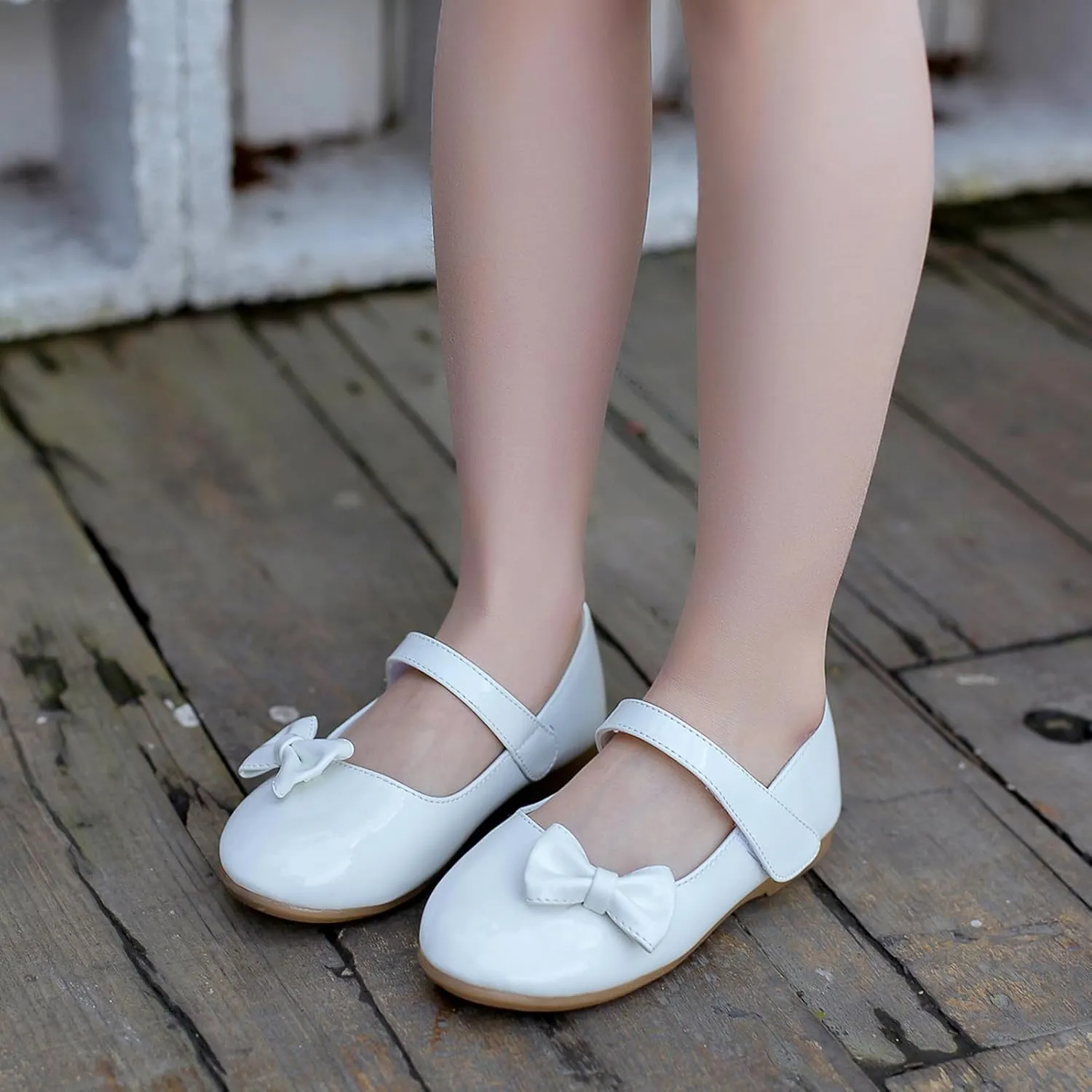 Little Flower Girls Gift Shoes Bow Dress Mary Jane Ballet Flats(Toddler/Little/Big Kid)