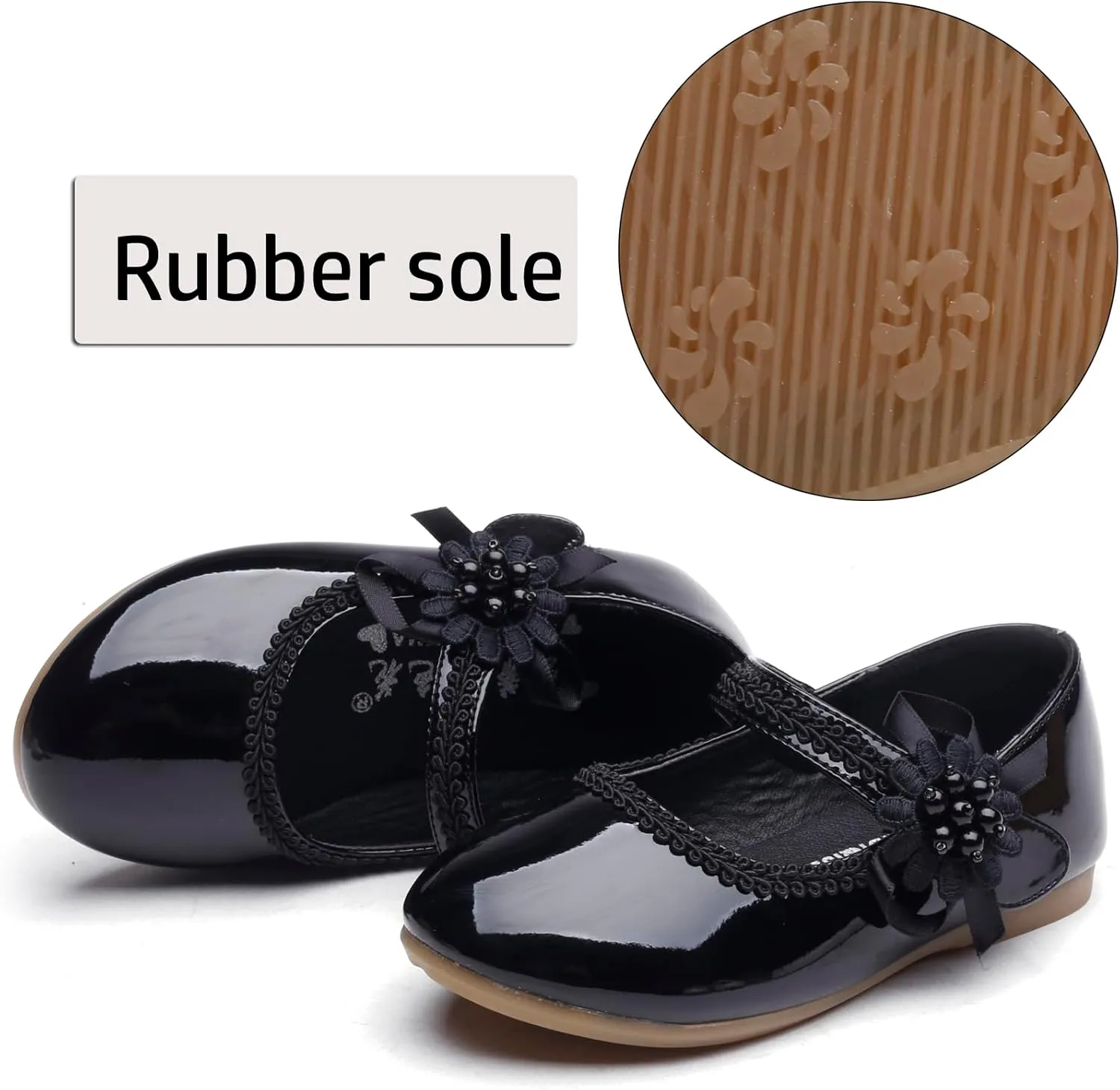 Little Flower Girls Shoes Soft Sole Round-Toe Dress Mary Jane Shoes Ballet Flats(Toddler/Little/Big Kid)