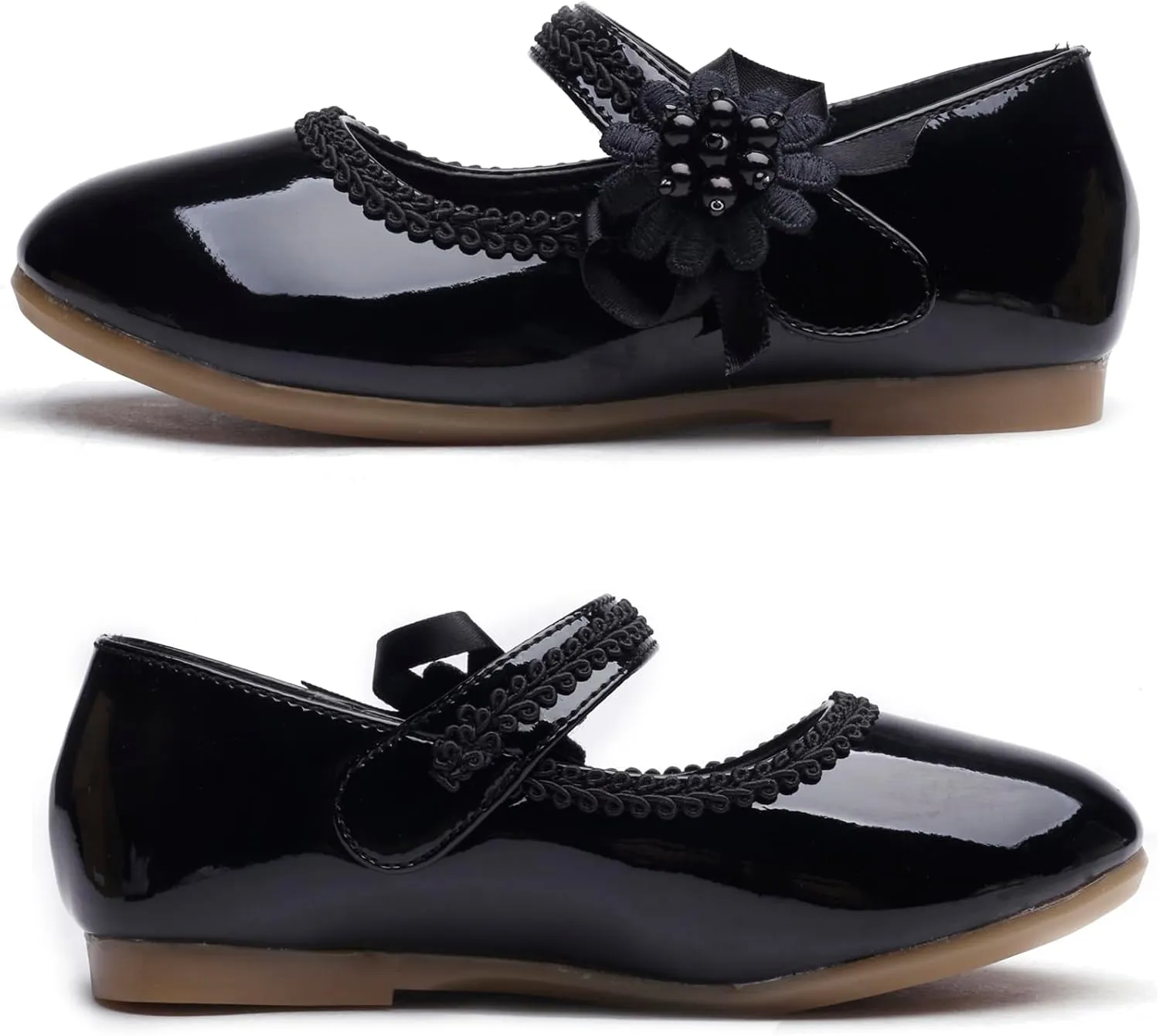 Little Flower Girls Shoes Soft Sole Round-Toe Dress Mary Jane Shoes Ballet Flats(Toddler/Little/Big Kid)