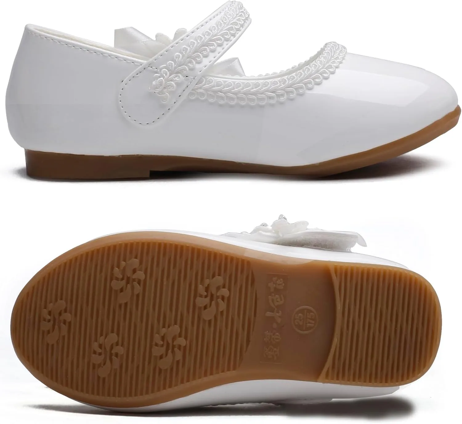 Little Flower Girls Shoes Soft Sole Round-Toe Dress Mary Jane Shoes Ballet Flats(Toddler/Little/Big Kid)