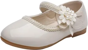 Little Flower Girls Shoes Soft Sole Round-Toe Dress Mary Jane Shoes Ballet Flats(Toddler/Little/Big Kid)