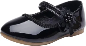 Little Flower Girls Shoes Soft Sole Round-Toe Dress Mary Jane Shoes Ballet Flats(Toddler/Little/Big Kid)