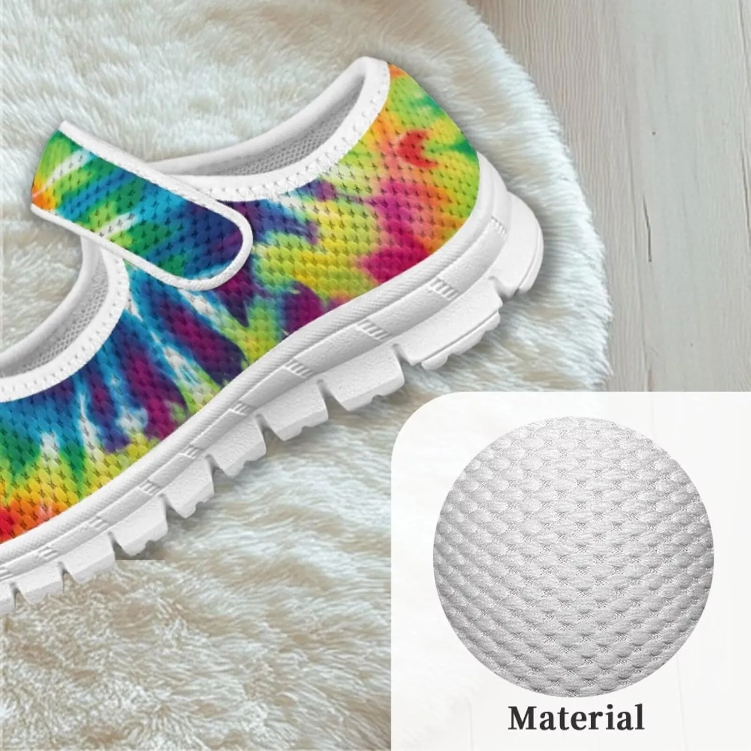 Little Girls Tie Dye Rainbow Mary Janes Shoes Ballet Flats Dress Shoe School Party Walking Shoes