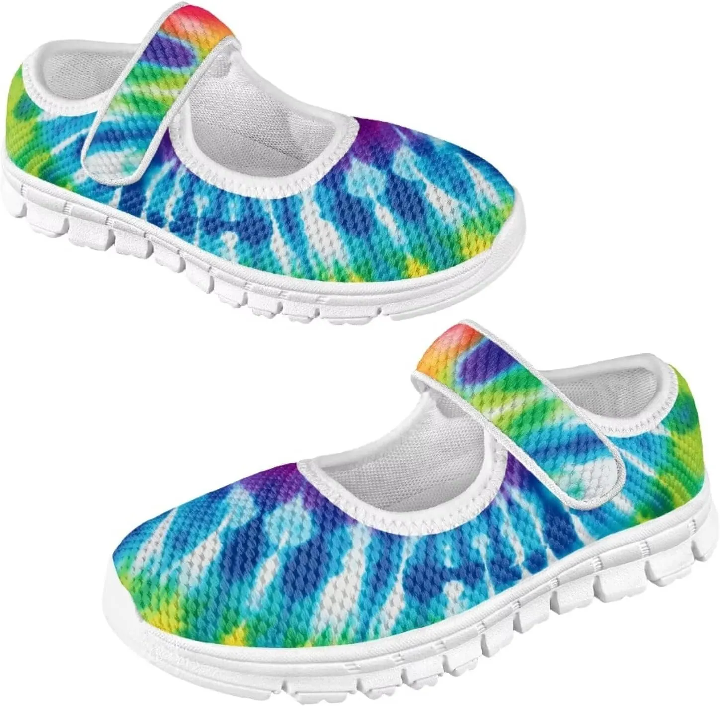 Little Girls Tie Dye Rainbow Mary Janes Shoes Ballet Flats Dress Shoe School Party Walking Shoes