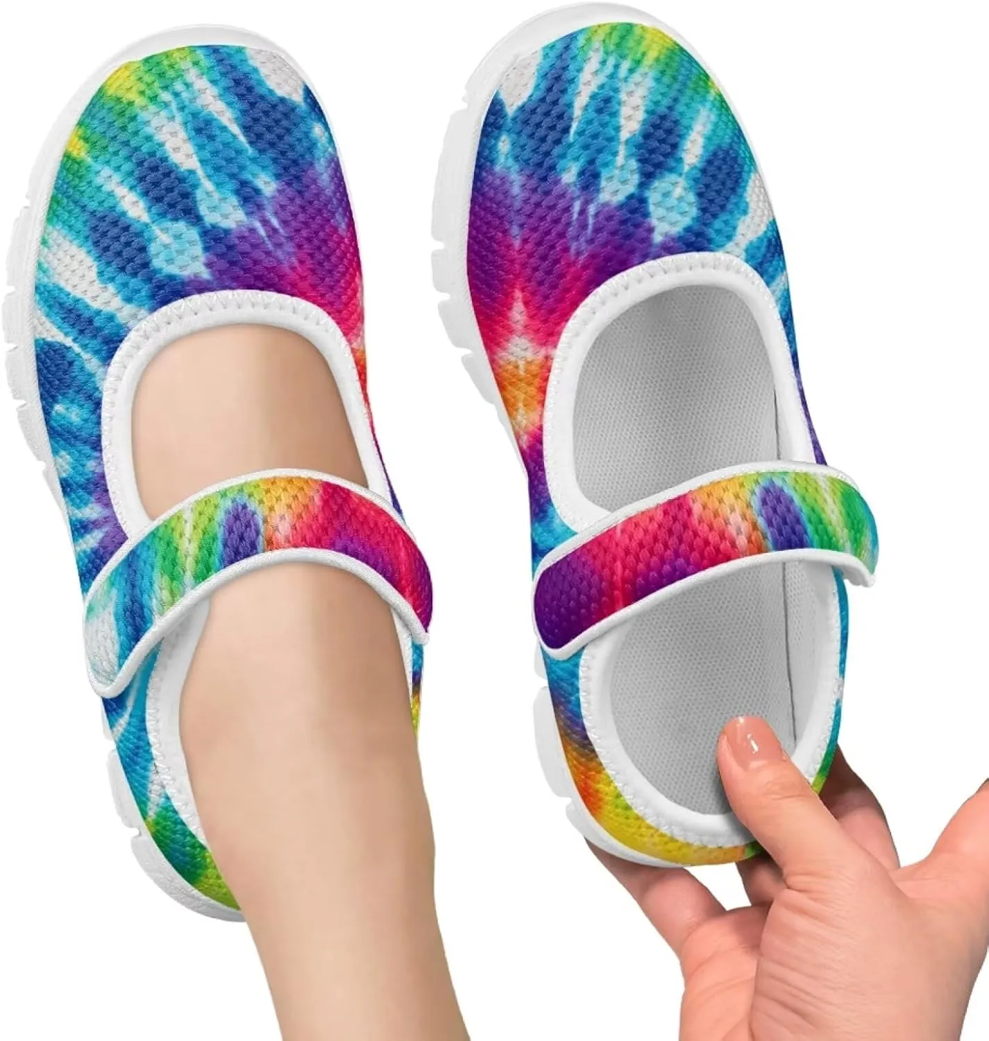 Little Girls Tie Dye Rainbow Mary Janes Shoes Ballet Flats Dress Shoe School Party Walking Shoes
