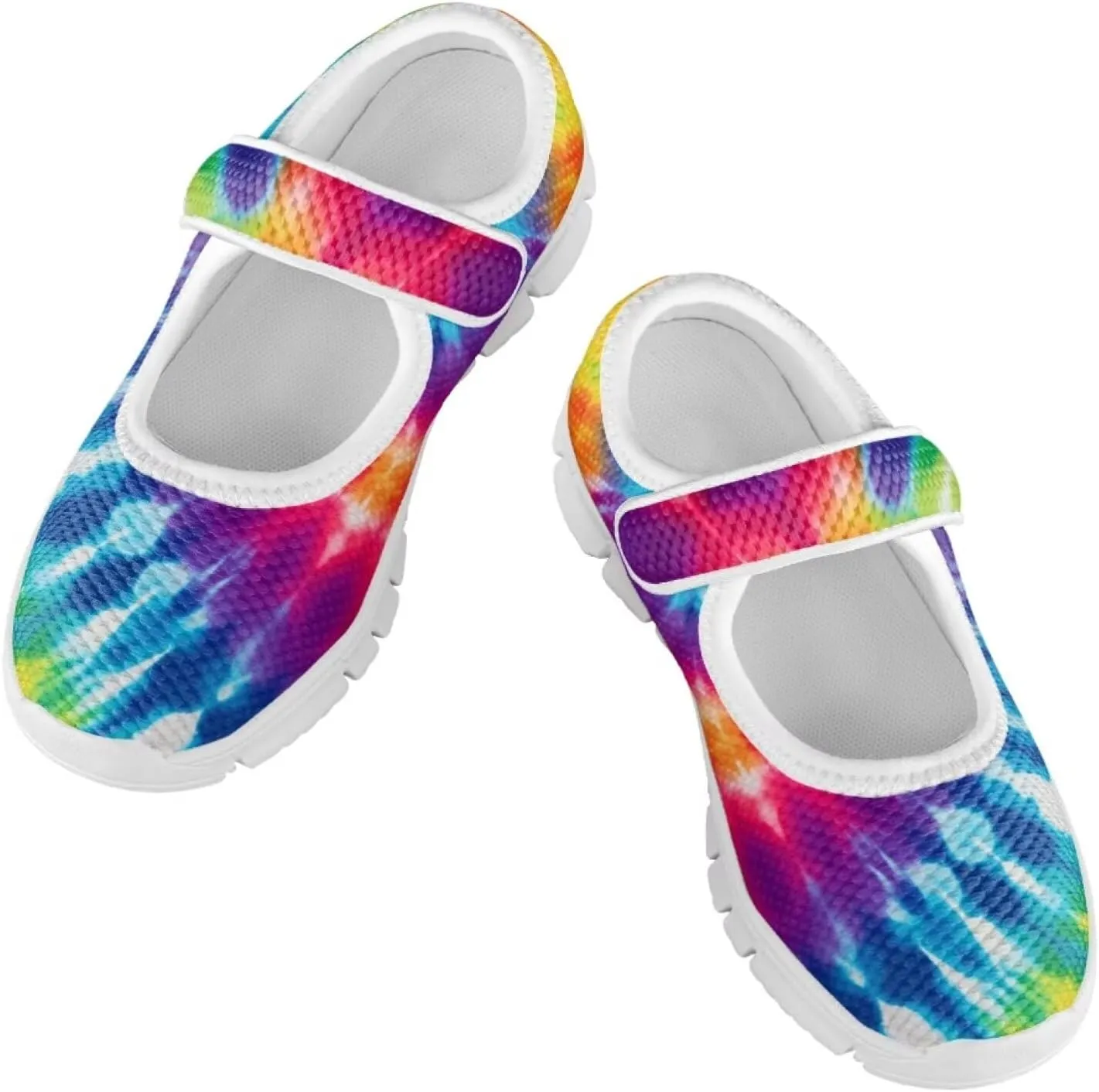 Little Girls Tie Dye Rainbow Mary Janes Shoes Ballet Flats Dress Shoe School Party Walking Shoes