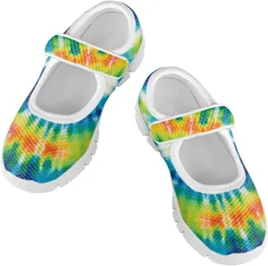 Little Girls Tie Dye Rainbow Mary Janes Shoes Ballet Flats Dress Shoe School Party Walking Shoes