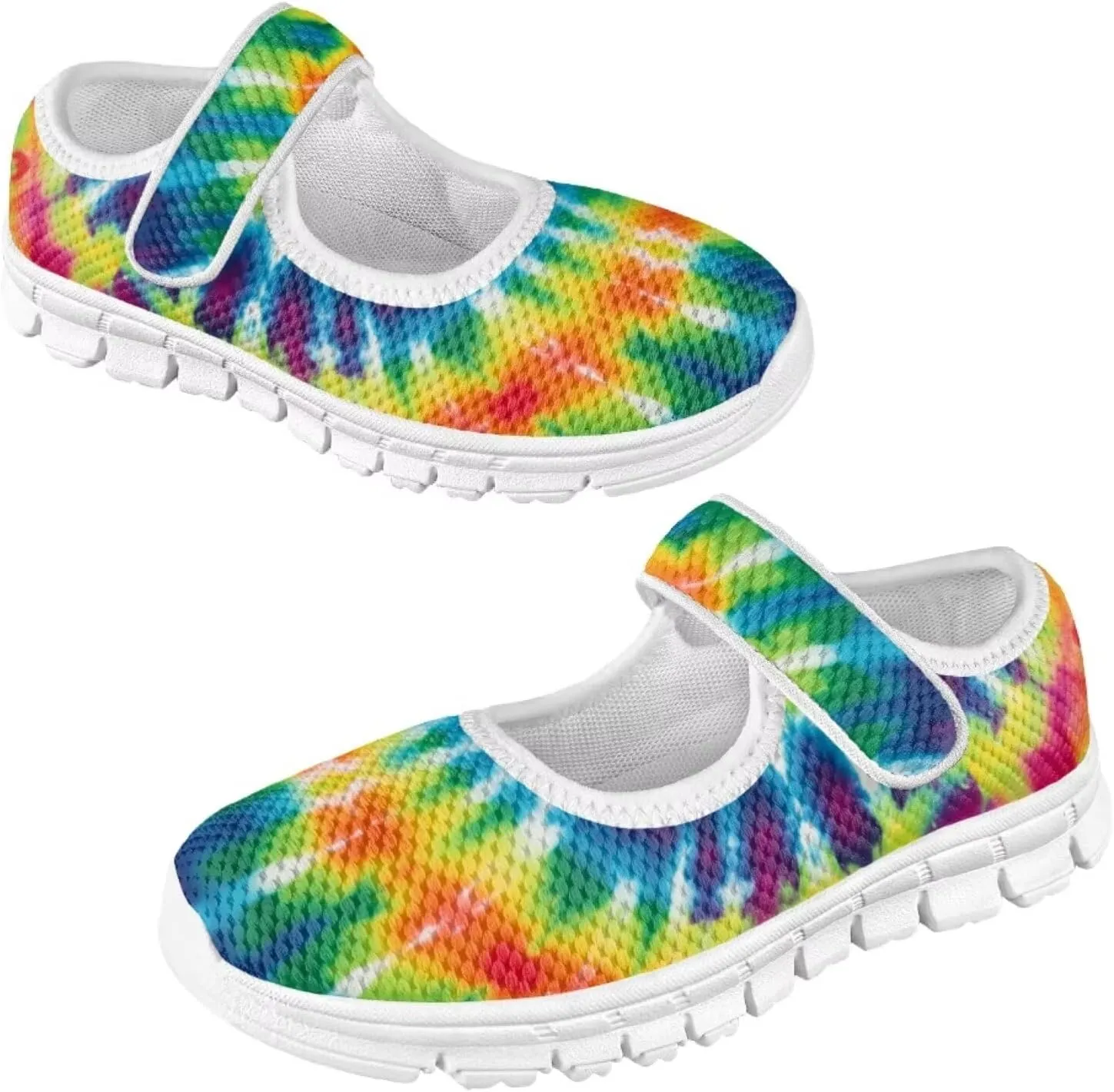 Little Girls Tie Dye Rainbow Mary Janes Shoes Ballet Flats Dress Shoe School Party Walking Shoes