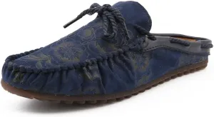 Loafers for Men Floral Vegan Leather Half Moccasins Loafers Shoes Flat Heel Slip Resistant Lightweight Party Slip-ons