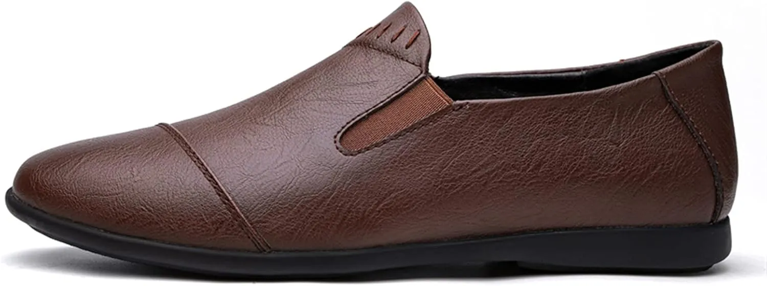 Loafers for Men Round Toe Lightweight Venetian Loafers Vegan Leather Anti-Slip Lightweight Flat Heel Prom Slip On