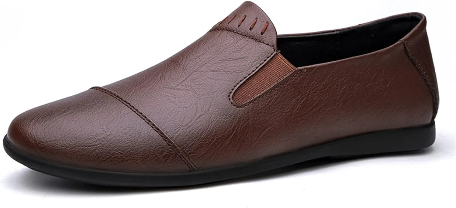 Loafers for Men Round Toe Lightweight Venetian Loafers Vegan Leather Anti-Slip Lightweight Flat Heel Prom Slip On