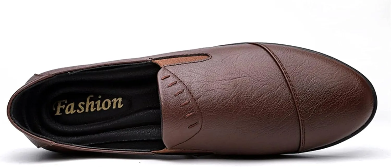 Loafers for Men Round Toe Lightweight Venetian Loafers Vegan Leather Anti-Slip Lightweight Flat Heel Prom Slip On