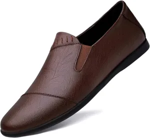 Loafers for Men Round Toe Lightweight Venetian Loafers Vegan Leather Anti-Slip Lightweight Flat Heel Prom Slip On
