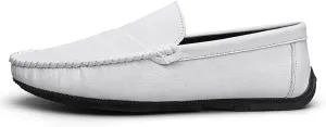 Loafers for Men Round Toe Solid Color Vegan Leather Loafer Shoes Comfortable Flat Heel Lightweight Classic Slip-on