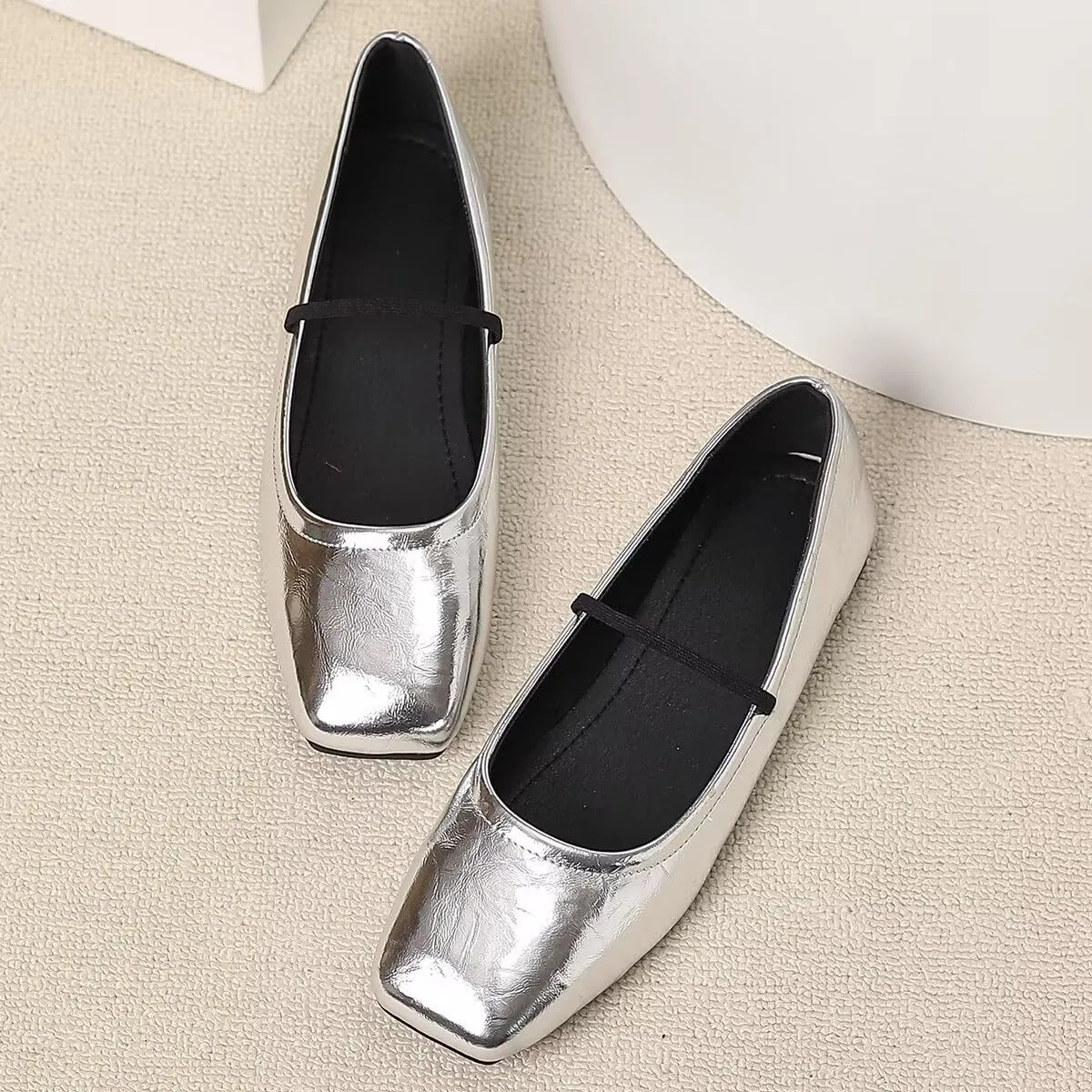 LUXINYU Womens Mary Jane Shoes Comfortable Strap Flats Dressy Square Toe Flats Casual Ballet Flats for Women