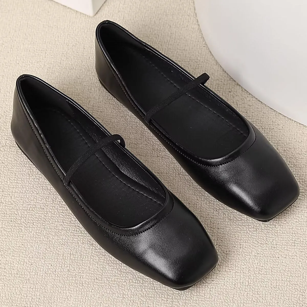 LUXINYU Womens Mary Jane Shoes Comfortable Strap Flats Dressy Square Toe Flats Casual Ballet Flats for Women