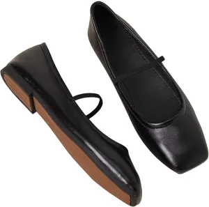 LUXINYU Womens Mary Jane Shoes Comfortable Strap Flats Dressy Square Toe Flats Casual Ballet Flats for Women