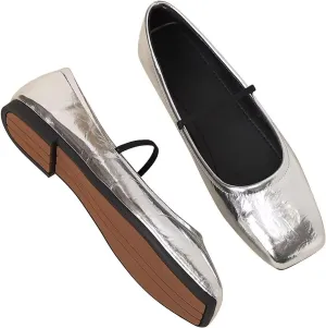 LUXINYU Womens Mary Jane Shoes Comfortable Strap Flats Dressy Square Toe Flats Casual Ballet Flats for Women
