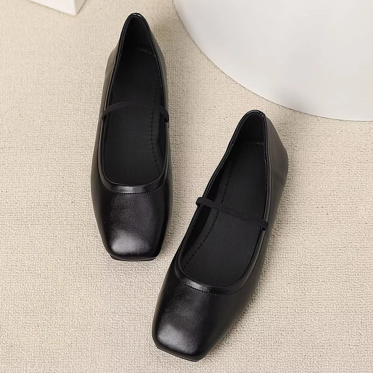 LUXINYU Womens Mary Jane Shoes Comfortable Strap Flats Dressy Square Toe Flats Casual Ballet Flats for Women