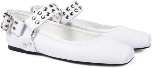 Mary Jane Flats for Women Square Toe Ballet Flats Studded Ankle Buckle Strap Comfortable Dressy Ballerina Shoes